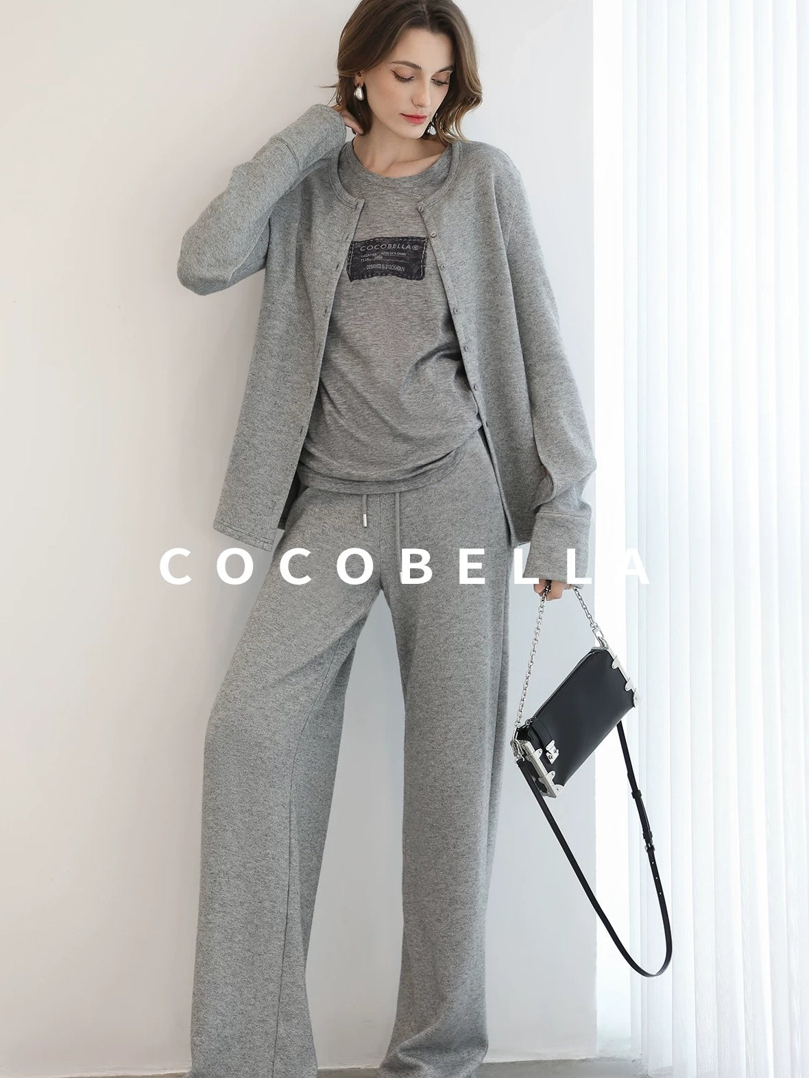 COCOBELLA Soft Thick Asymmetric Button Cardigan Commuter Office Fit Women Knit Sweater