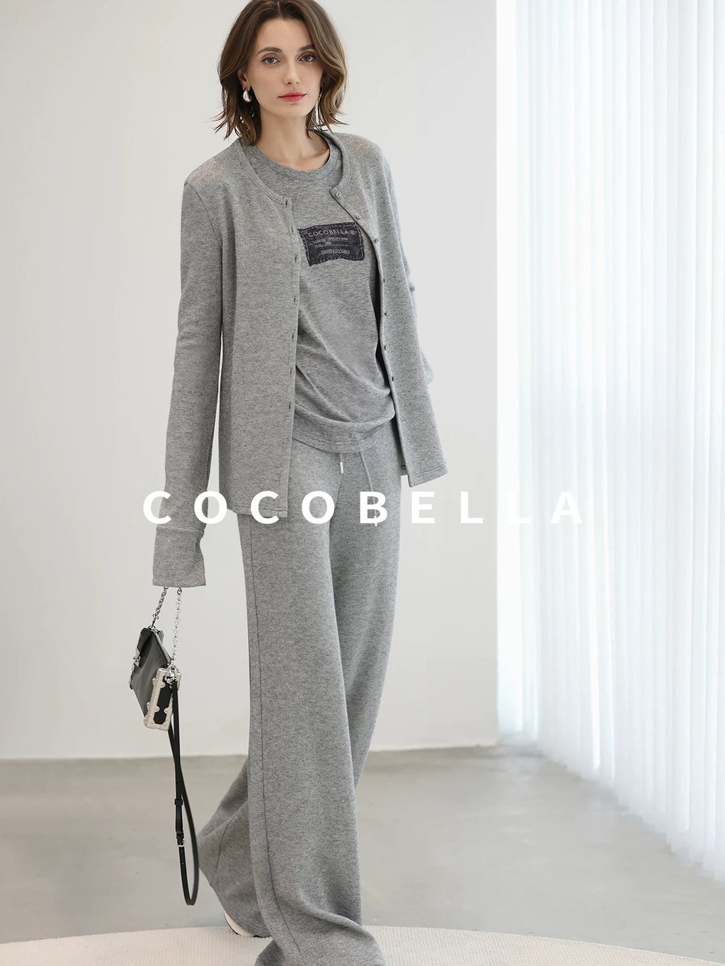 COCOBELLA Soft Thick Asymmetric Button Cardigan Commuter Office Fit Women Knit Sweater