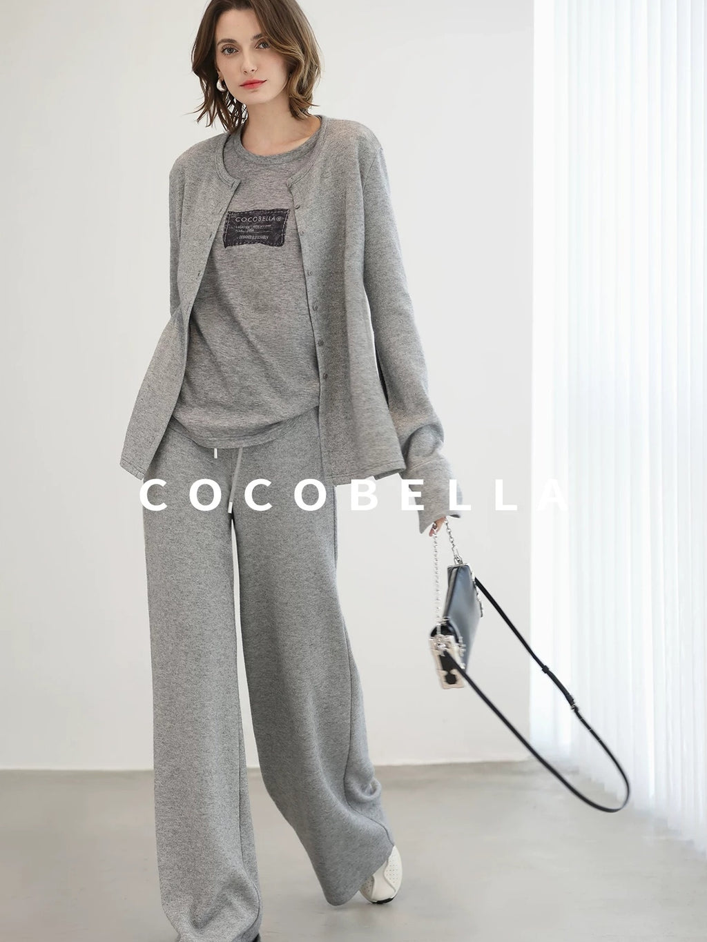 COCOBELLA Soft Thick Asymmetric Button Cardigan Commuter Office Fit Women Knit Sweater