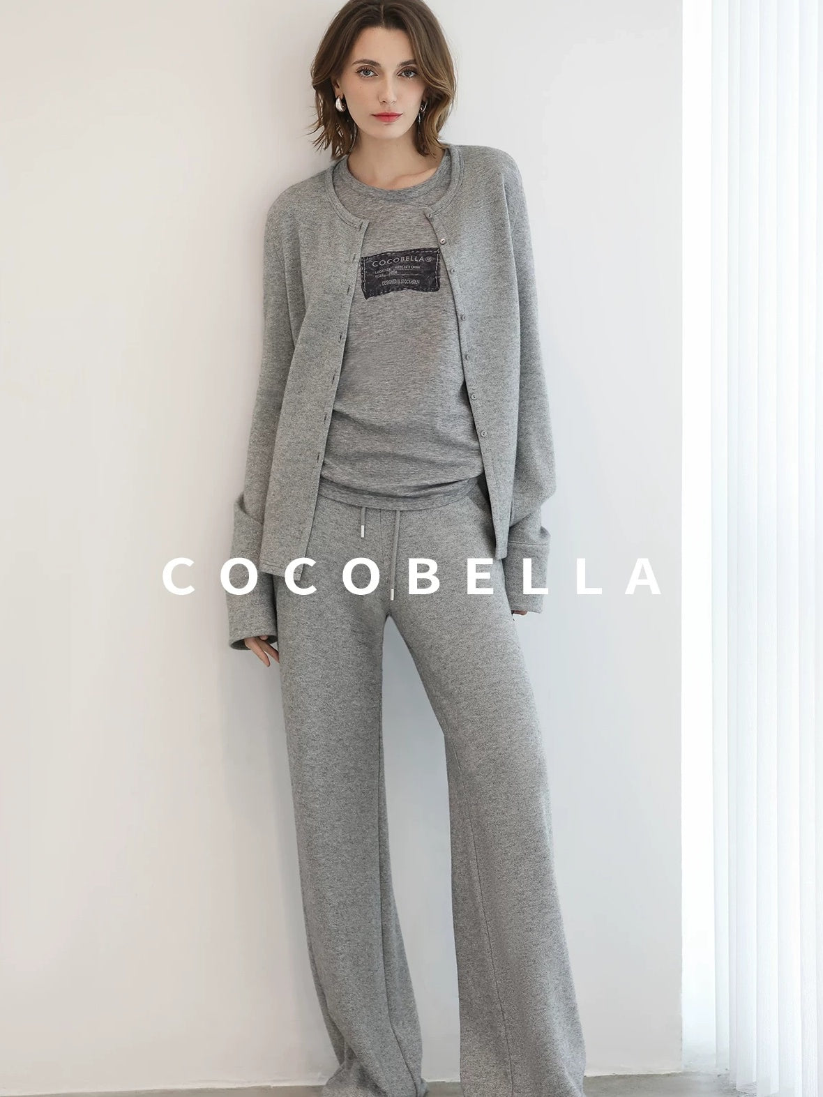COCOBELLA Soft Thick Asymmetric Button Cardigan Commuter Office Fit Women Knit Sweater