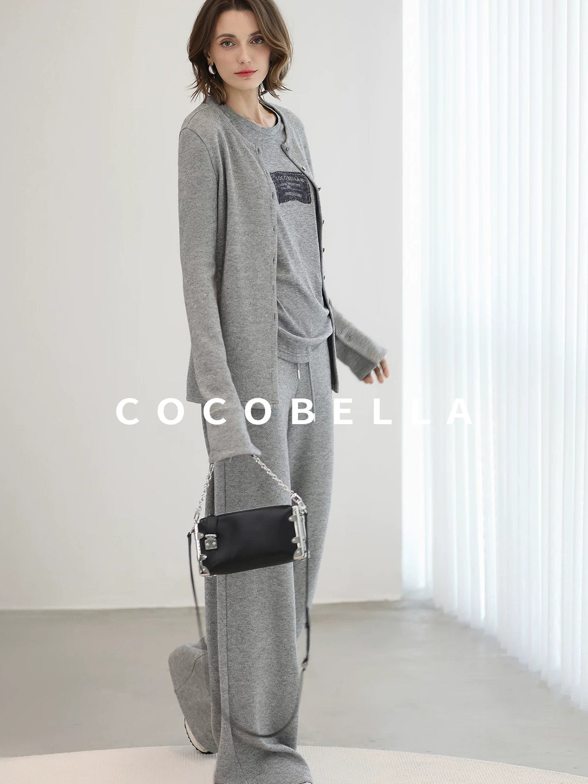 COCOBELLA Soft Thick Asymmetric Button Cardigan Commuter Office Fit Women Knit Sweater