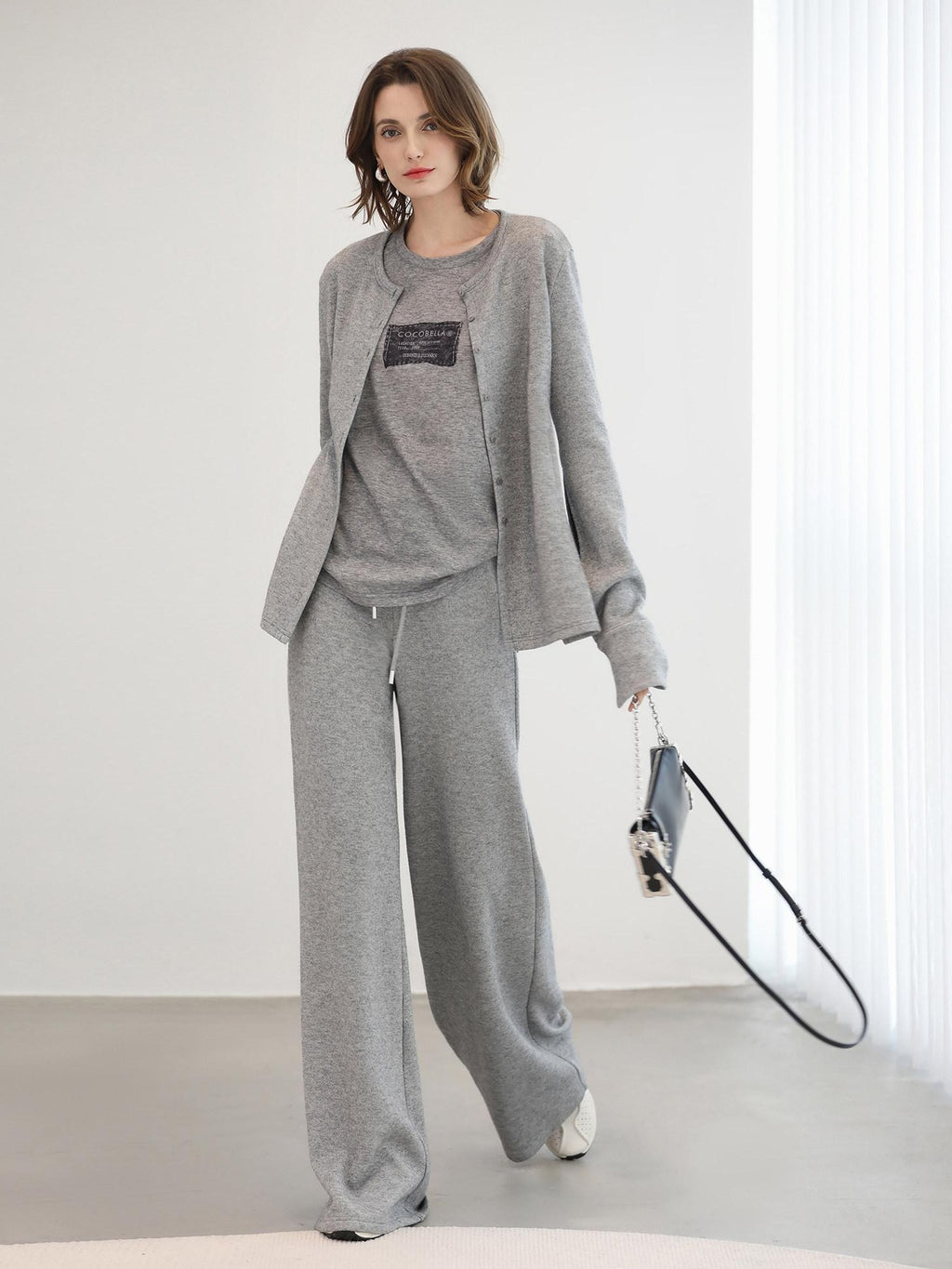 COCOBELLA Soft Thick Asymmetric Button Cardigan Commuter Office Fit Women Knit Sweater