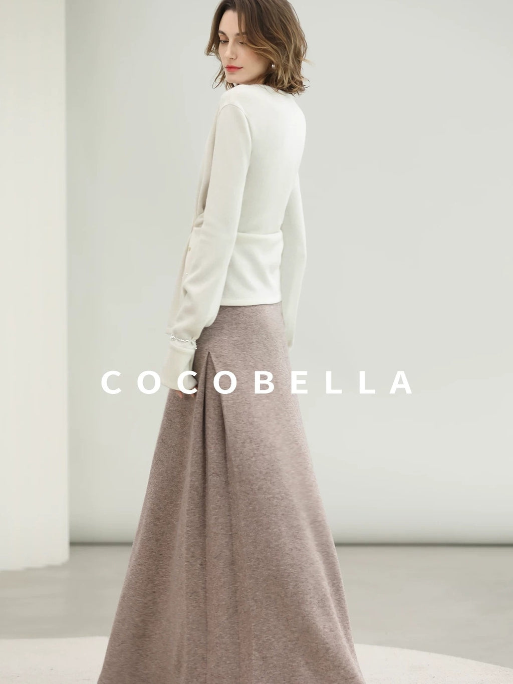 COCOBELLA Soft Thick Asymmetric Button Cardigan Office Round Neck Long Sleeve Shirts