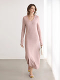 COCOBELLA_Soft_Thick_Knit_Straight_Fit_V_Neck_Long_Sleeve_Pullover_Office_Knit_Dresses_MISSTT