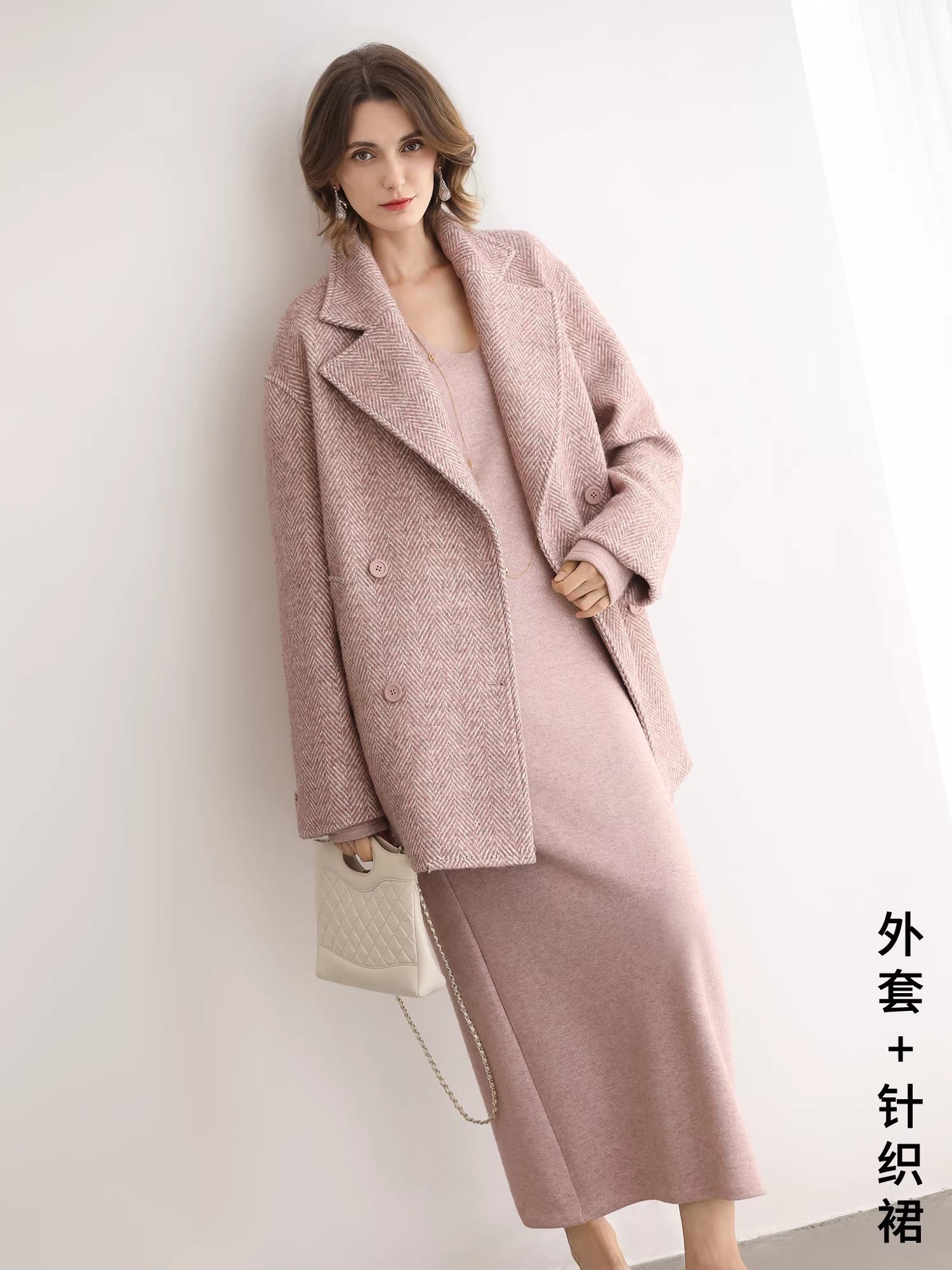 COCOBELLA_Soft_Thick_Knit_Straight_Fit_V_Neck_Long_Sleeve_Pullover_Office_Knit_Dresses_MISSTT