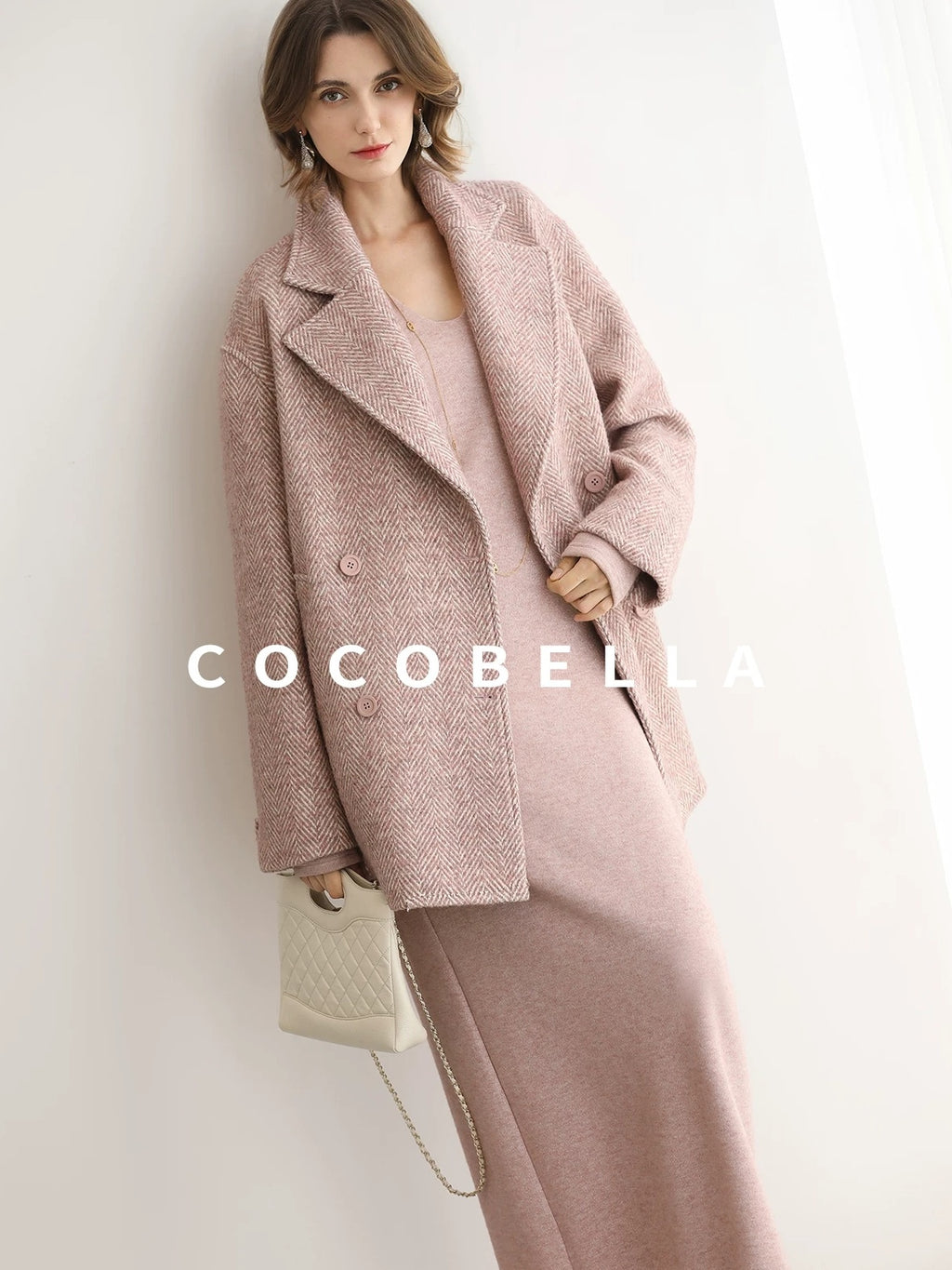 COCOBELLA Soft Thick Knit Straight Fit V Neck Long Sleeve Pullover Office Knit Dresses