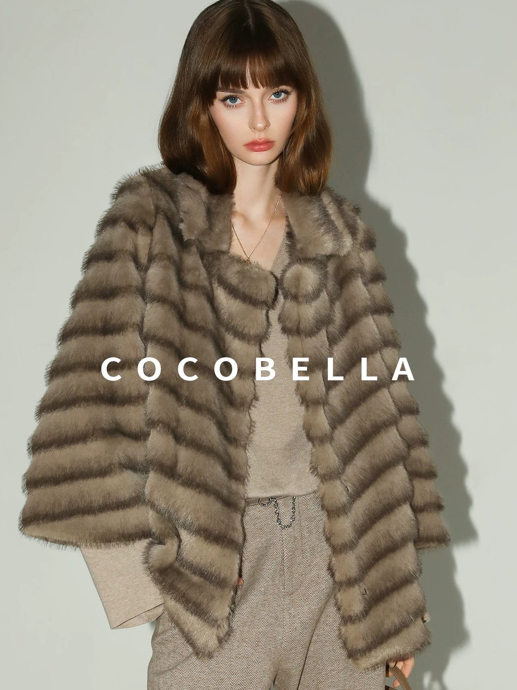 COCOBELLA Soft V Neck Knit Straight Fit Bell Sleeve Workwear Women Wool Blend Sweater