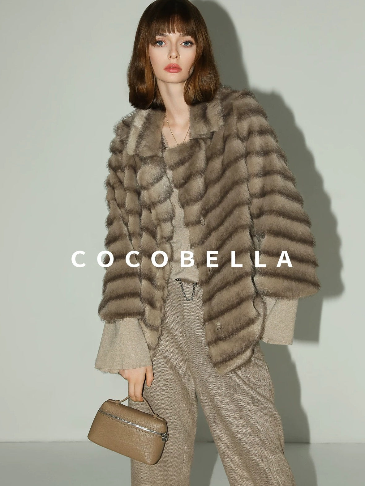 COCOBELLA Soft V Neck Knit Straight Fit Bell Sleeve Workwear Women Wool Blend Sweater