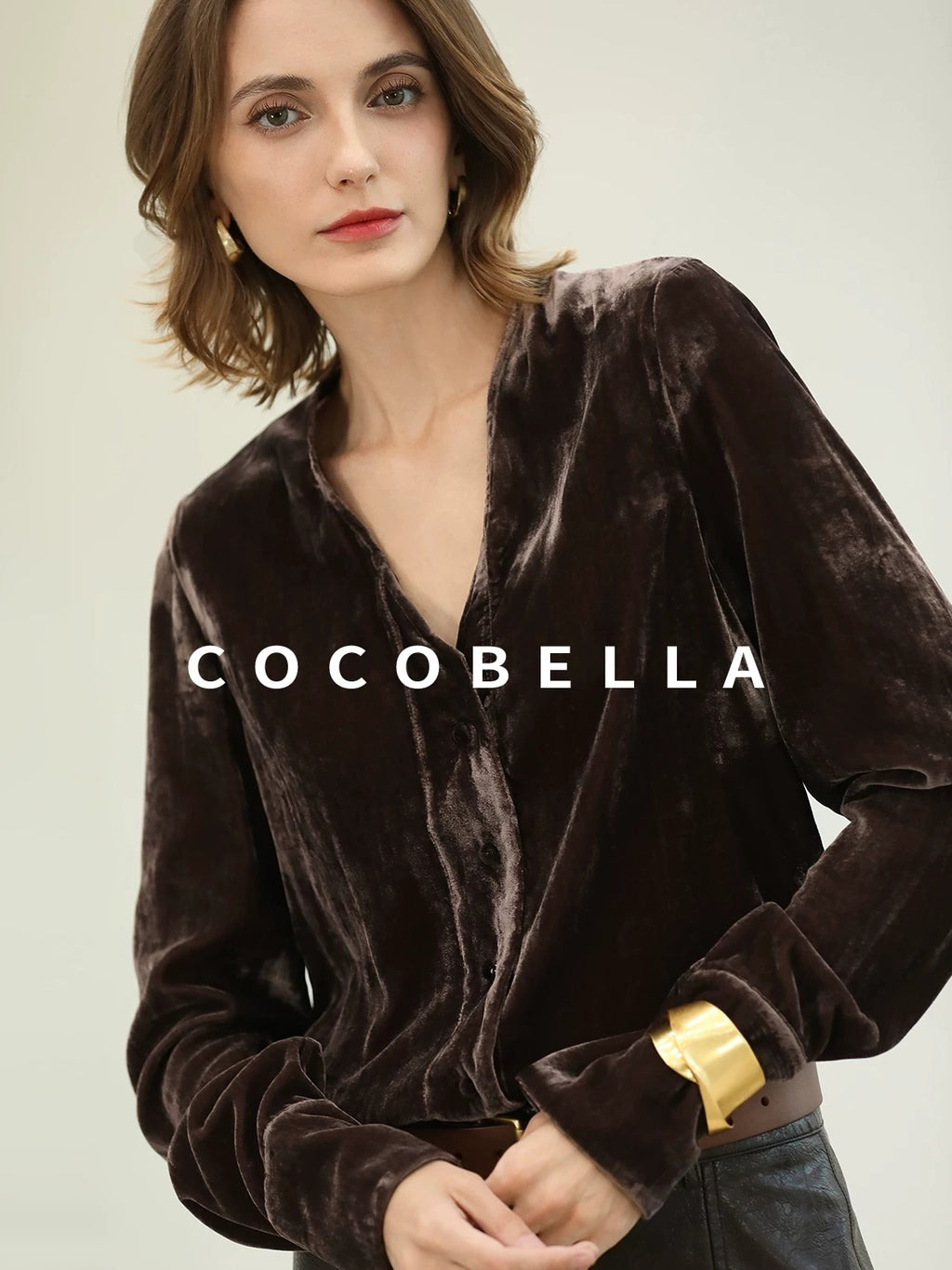 COCOBELLA Soft Viscose Amber Sheen Vintage Commuter Straight V Neck Women Office Shirts