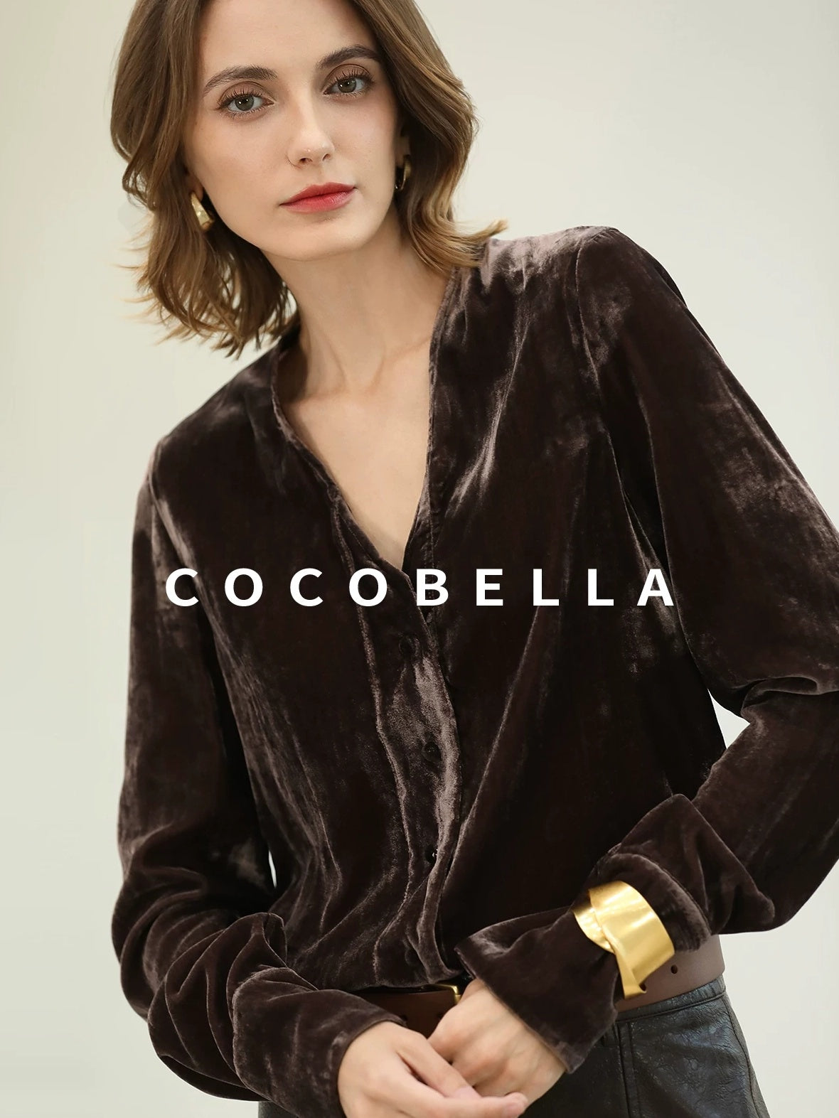 COCOBELLA Soft Viscose Amber Sheen Vintage Commuter Straight V Neck Women Office Shirts