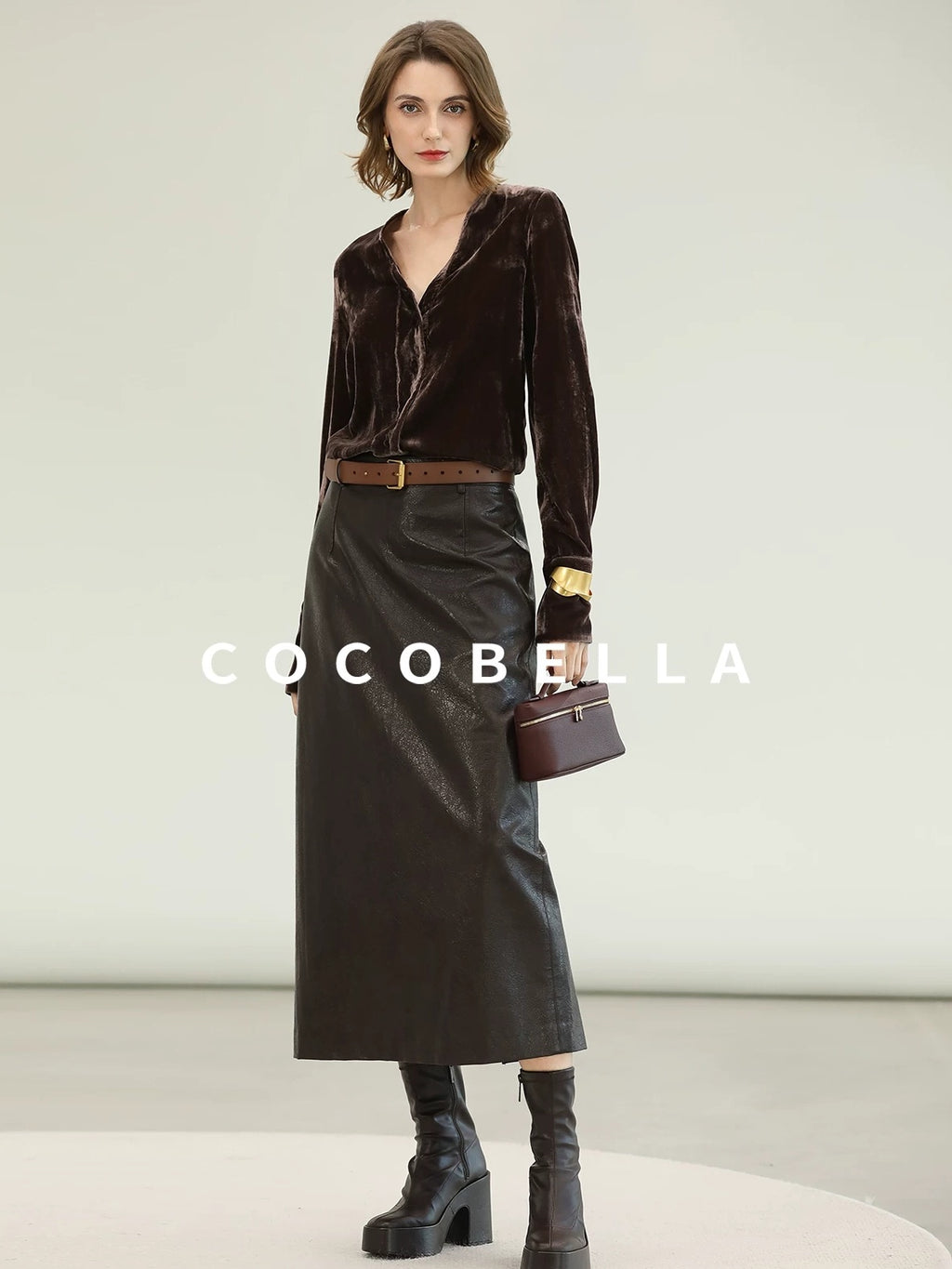 COCOBELLA Soft Viscose Amber Sheen Vintage Commuter Straight V Neck Women Office Shirts