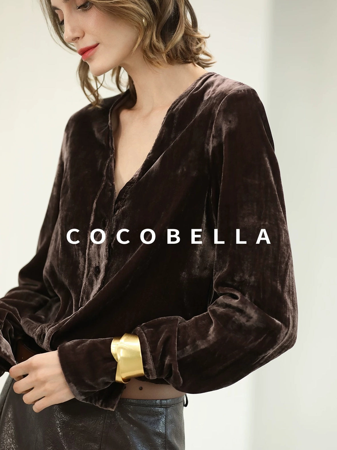 COCOBELLA Soft Viscose Amber Sheen Vintage Commuter Straight V Neck Women Office Shirts