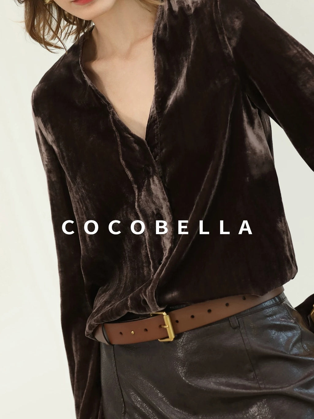 COCOBELLA Soft Viscose Amber Sheen Vintage Commuter Straight V Neck Women Office Shirts