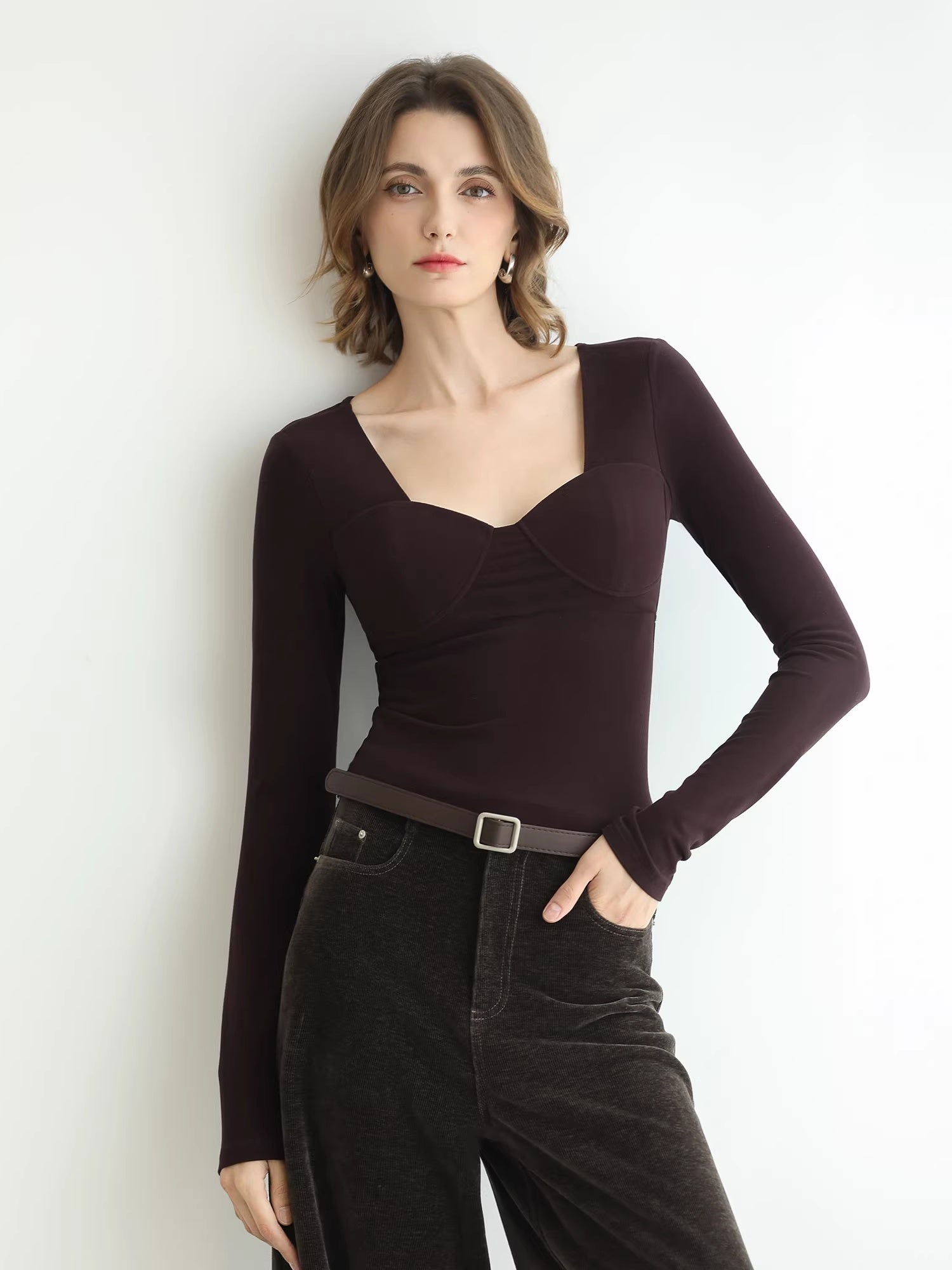 COCOBELLA_Soft_Viscose_Anti_Static_Elegant_Slim_V_Neck_Long_Sleeve_Women_Knit_Shirts_MISSTT