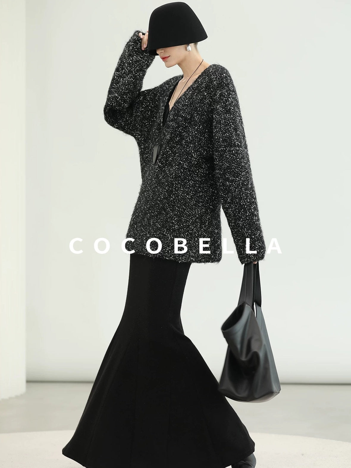 COCOBELLA Soft Viscose Anti Static Elegant Slim V Neck Long Sleeve Women Knit Shirts