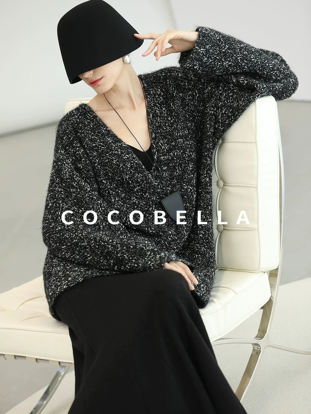 COCOBELLA Soft Viscose Anti Static Elegant Slim V Neck Long Sleeve Women Knit Shirts