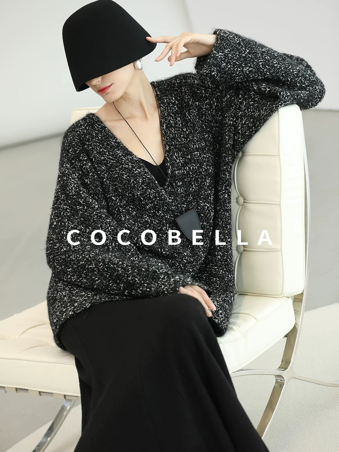 COCOBELLA Soft Viscose Anti Static Elegant Slim V Neck Long Sleeve Women Knit Shirts