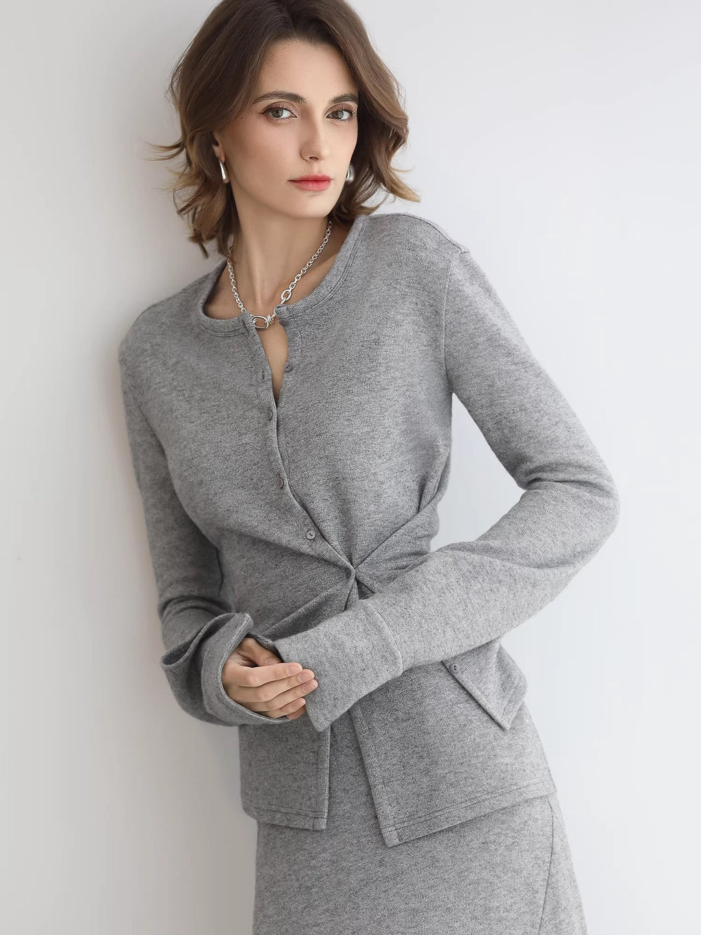 COCOBELLA_Soft_Viscose_Blend_Asymmetric_Cardigan_Women_Office_Long_Sleeve_Mist_Gray_Shirts_MISSTT