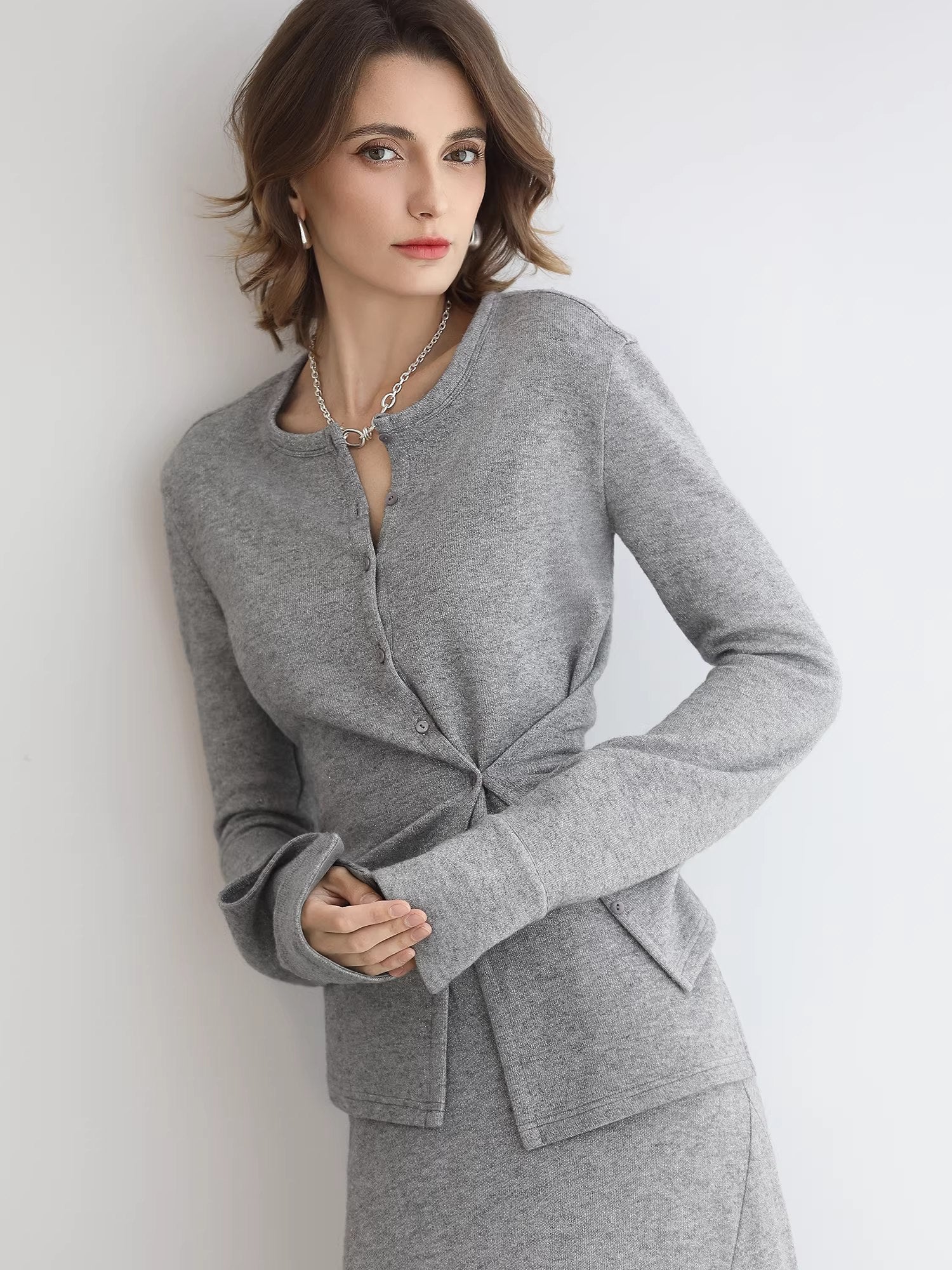 COCOBELLA_Soft_Viscose_Blend_Asymmetric_Cardigan_Women_Office_Long_Sleeve_Mist_Gray_Shirts_MISSTT
