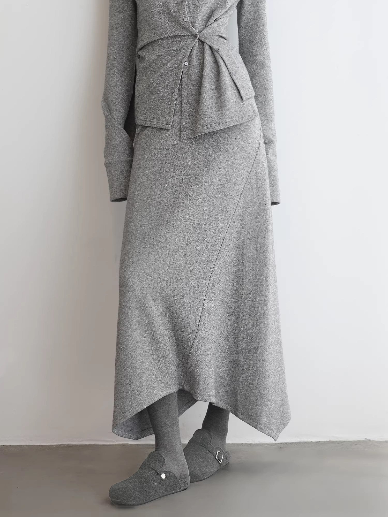 COCOBELLA_Soft_Viscose_Blend_Asymmetric_Cardigan_Women_Office_Long_Sleeve_Mist_Gray_Shirts_MISSTT