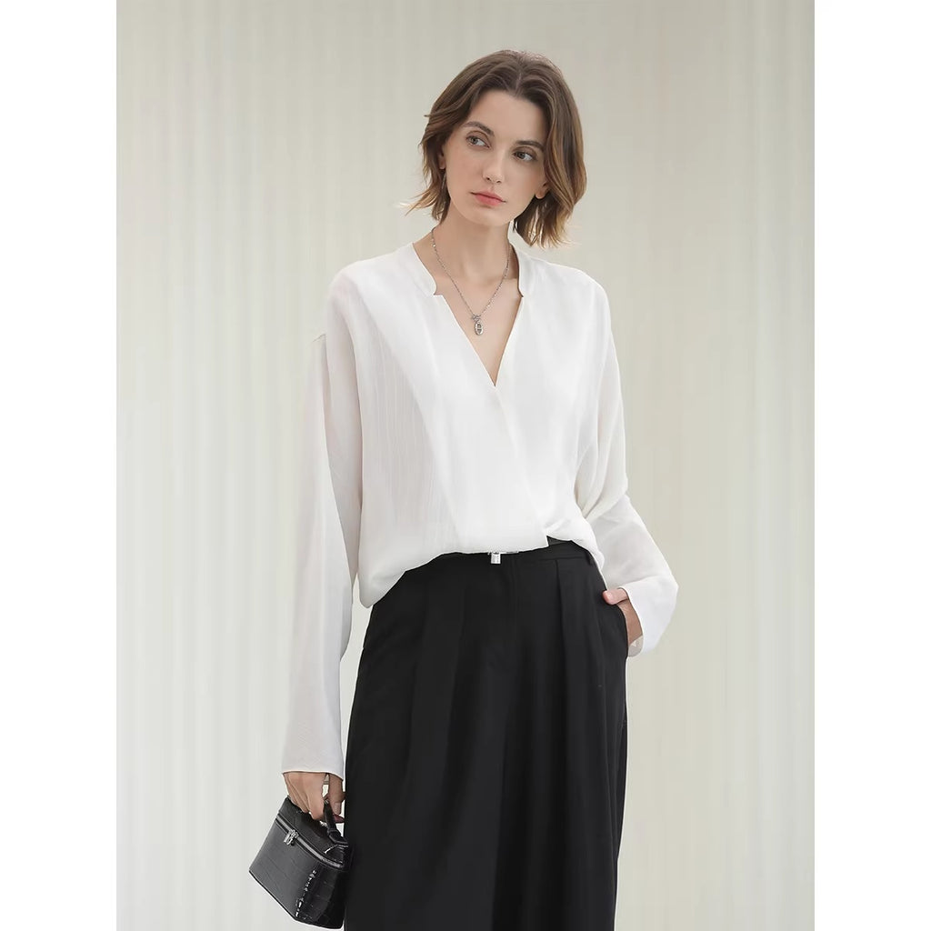 COCOBELLA_Soft_Viscose_Blend_Loose_Fit_V_Neck_Long_Sleeve_Button_Topstitch_Women_T-Shirts_MISSTT