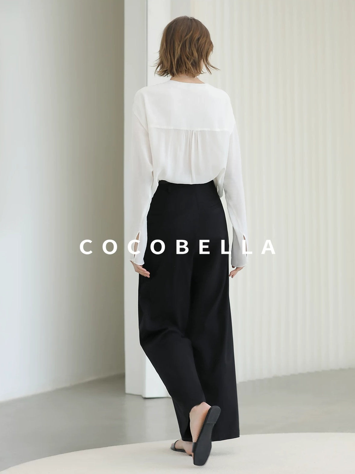 COCOBELLA Soft Viscose Blend Loose Fit V Neck Long Sleeve Button Topstitch Women T-Shirts