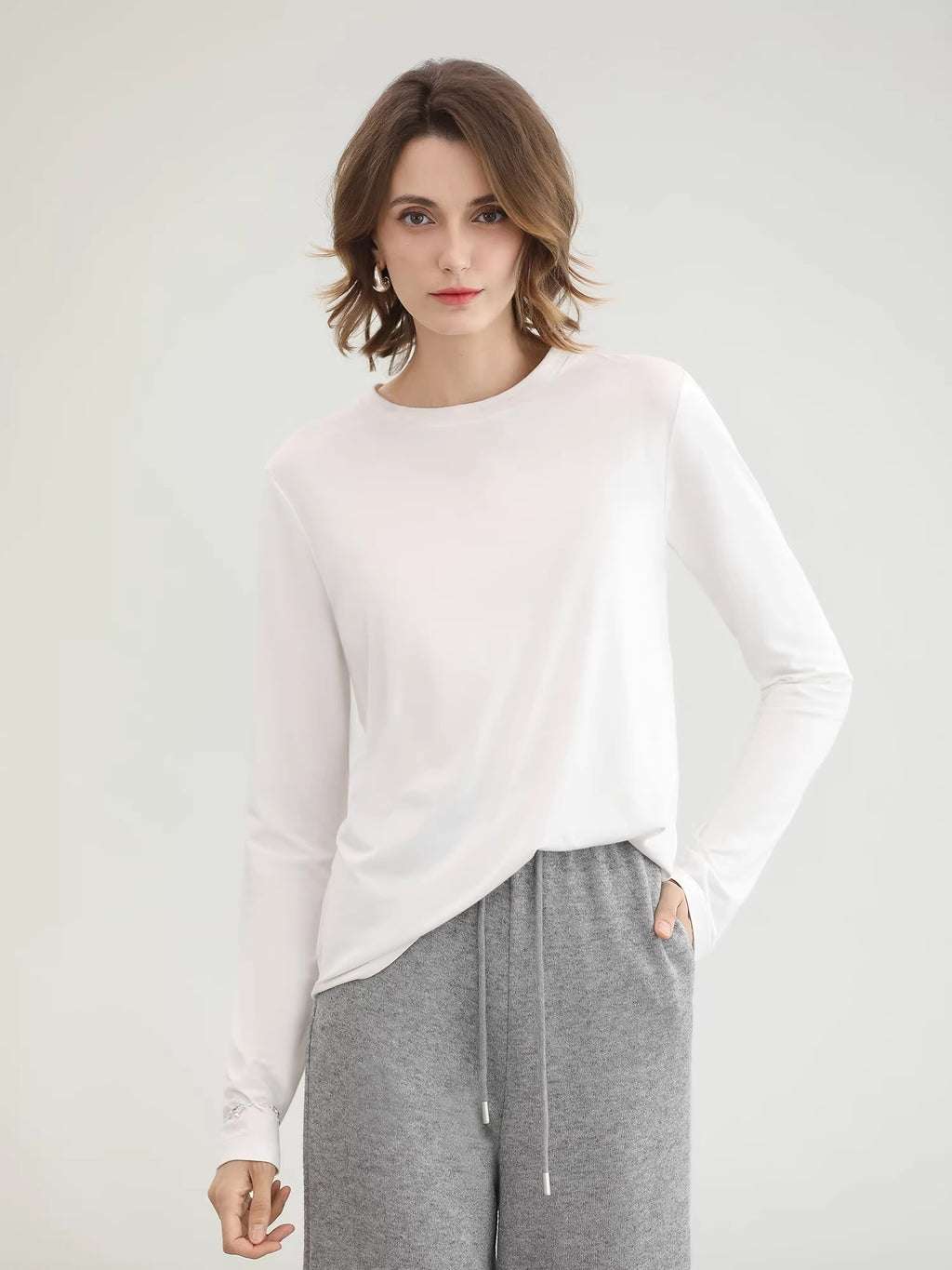 COCOBELLA_Soft_Viscose_Blend_Straight_Fit_Round_Neck_Office_Casual_Women_White_Shirts_MISSTT