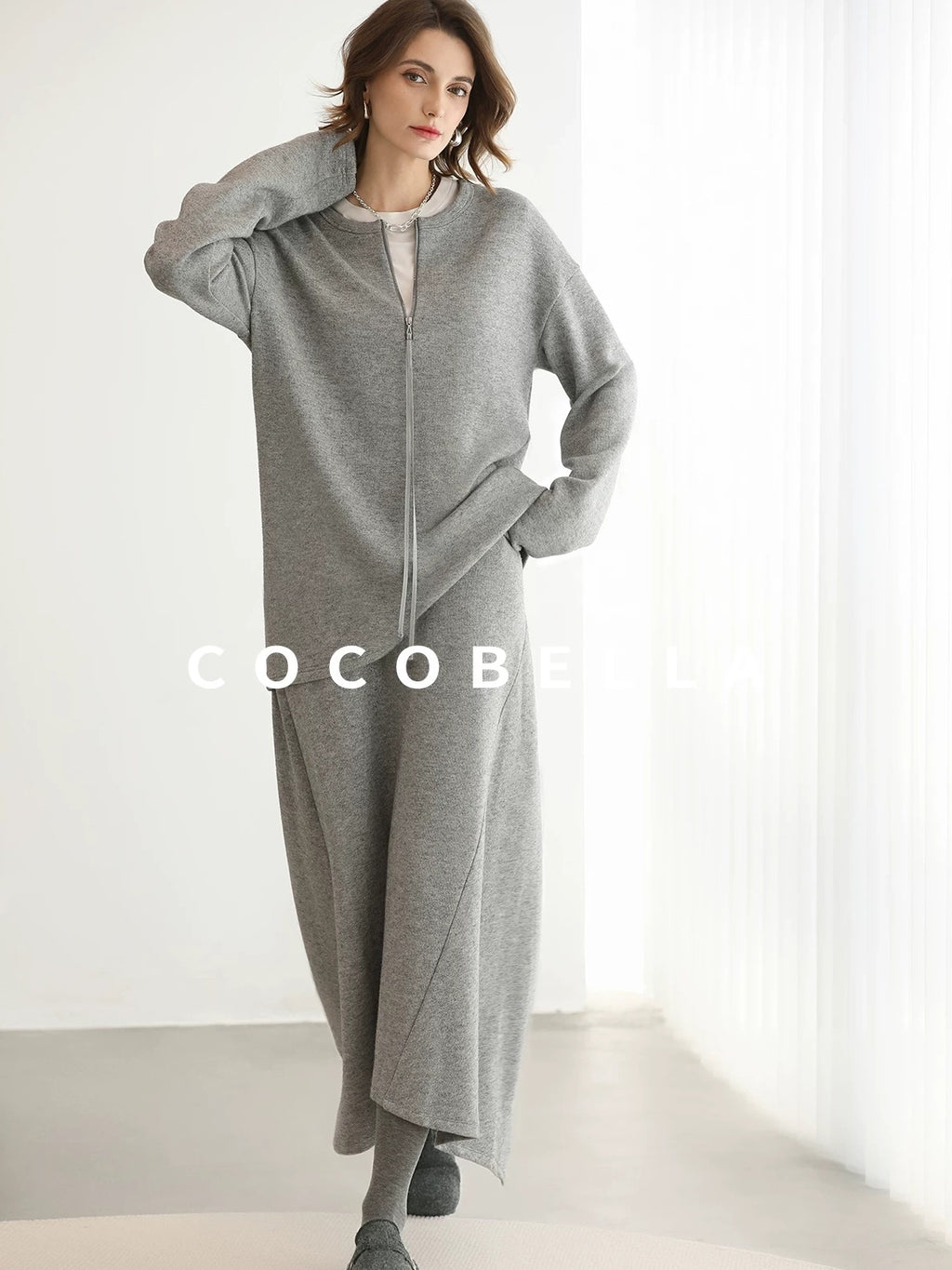 COCOBELLA Soft Viscose Blend Straight Fit Round Neck Office Casual Women White Shirts