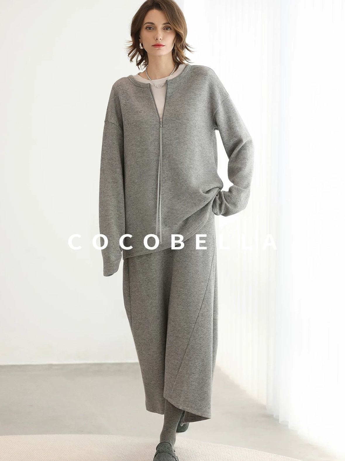 COCOBELLA Soft Viscose Blend Straight Fit Round Neck Office Casual Women White Shirts