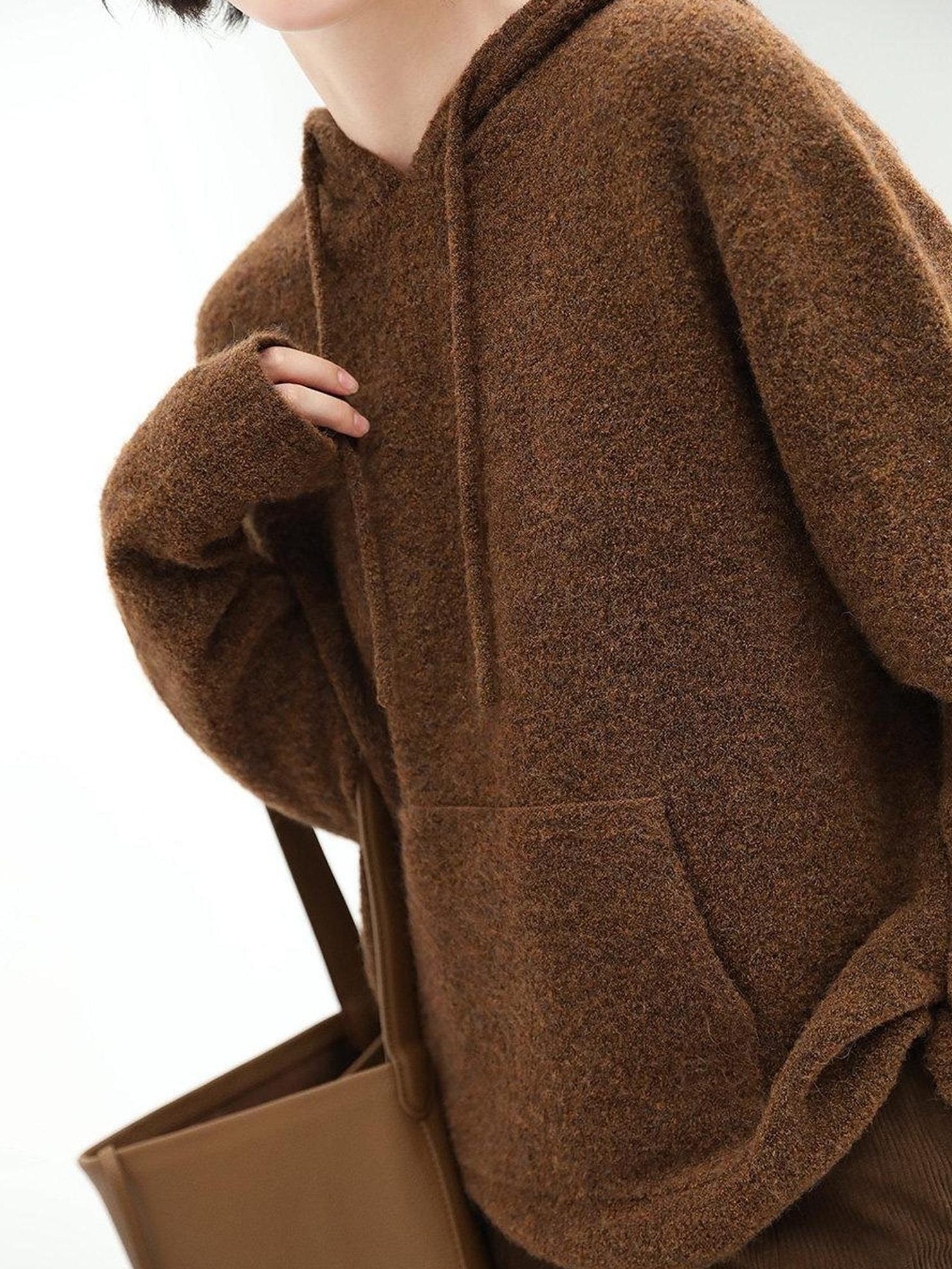 COCOBELLA Soft Warm Knit Casual Straight Fit Hooded Pocket Women Knit Pullover Sweater