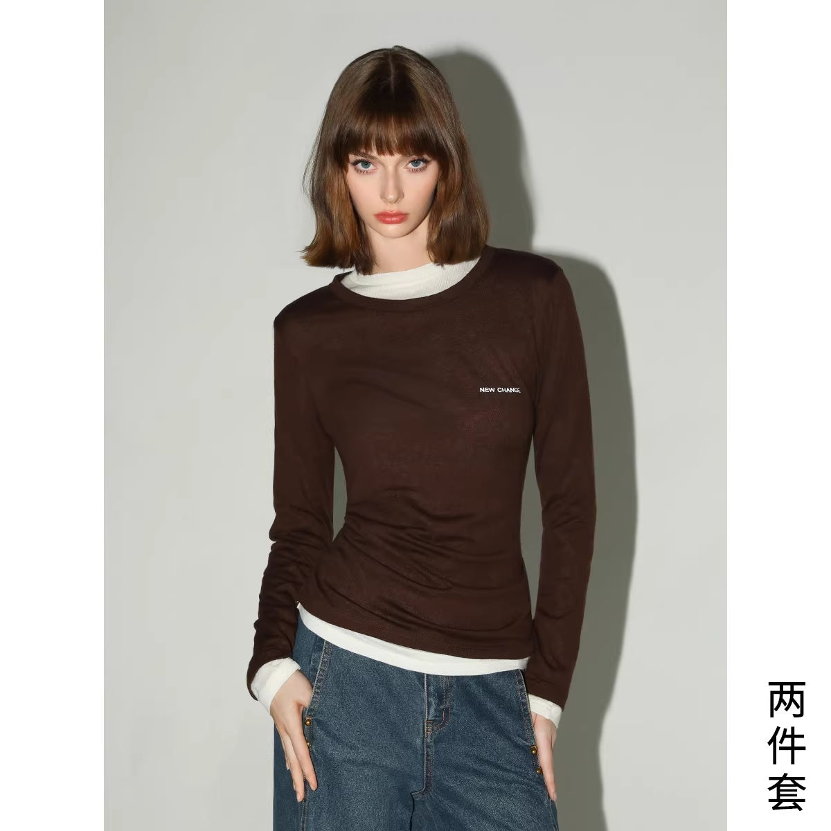 COCOBELLA_Soft_Wool_Blend_Colorblock_Crewneck_Straight_Commuter_Letter_Long_Sleeve_Shirts_MISSTT
