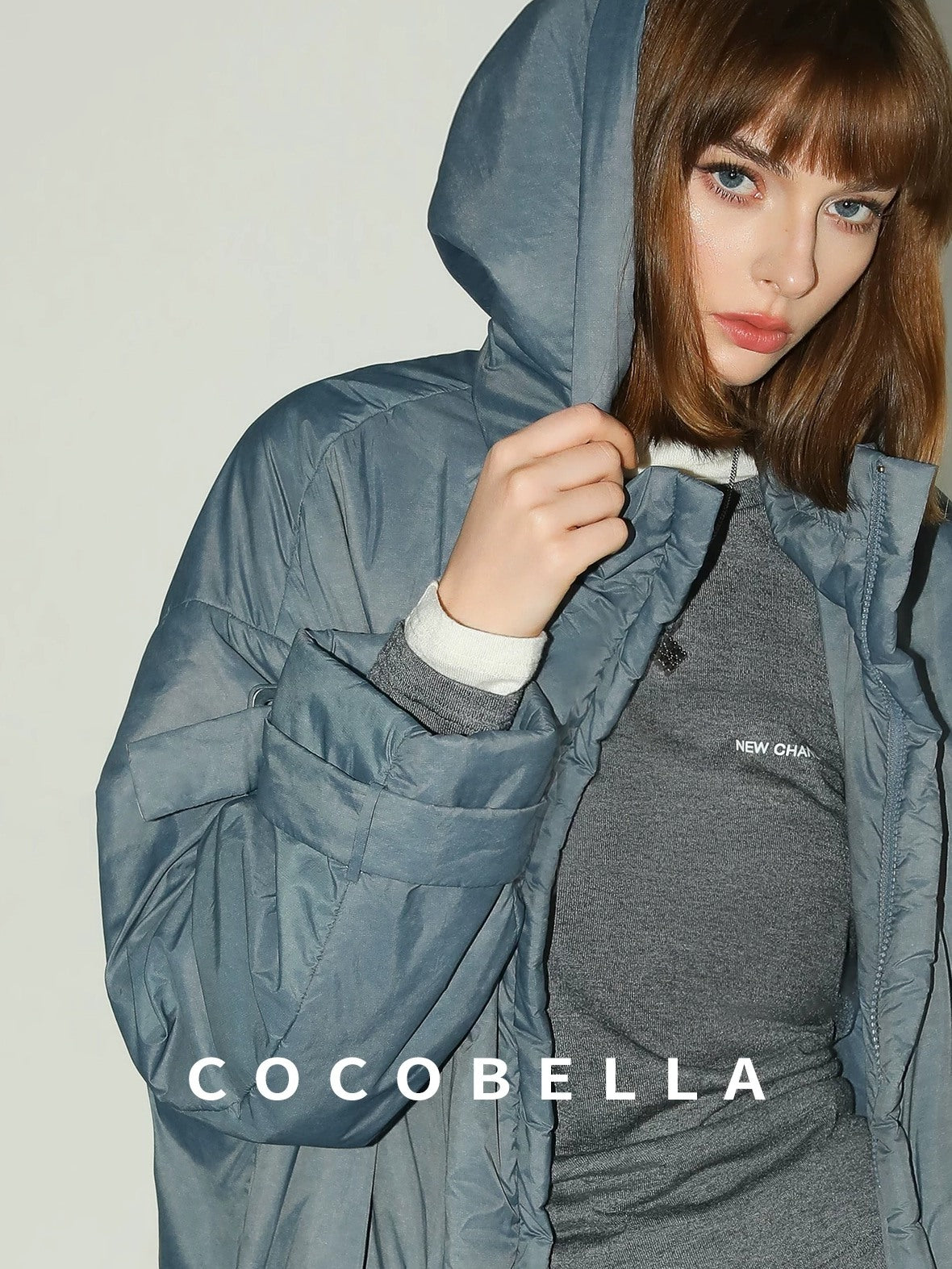 COCOBELLA Soft Wool Blend Colorblock Crewneck Straight Commuter Letter Long Sleeve Shirts