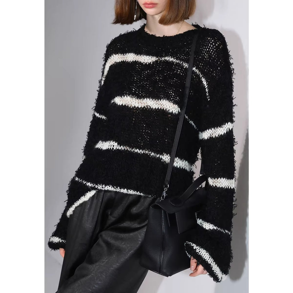 COCOBELLA_Soft_Wool_Blend_Loose_Fit_Boucle_Inspired_Textured_Striped_Knit_Women_Sweater_MISSTT