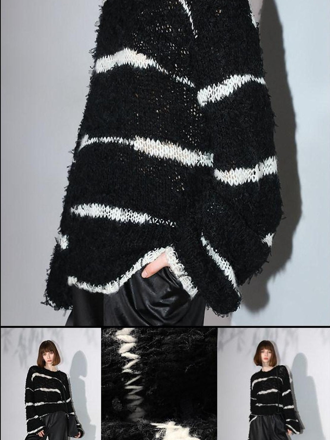 COCOBELLA Soft Wool Blend Loose Fit Boucle Inspired Textured Striped Knit Women Sweater