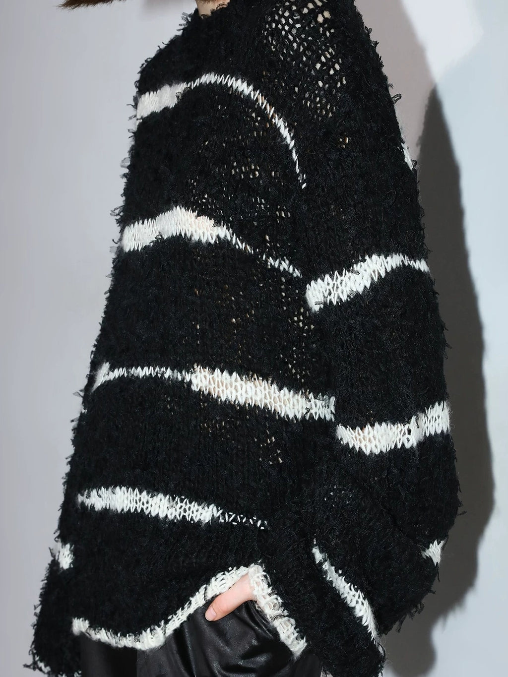 COCOBELLA Soft Wool Blend Loose Fit Boucle Inspired Textured Striped Knit Women Sweater