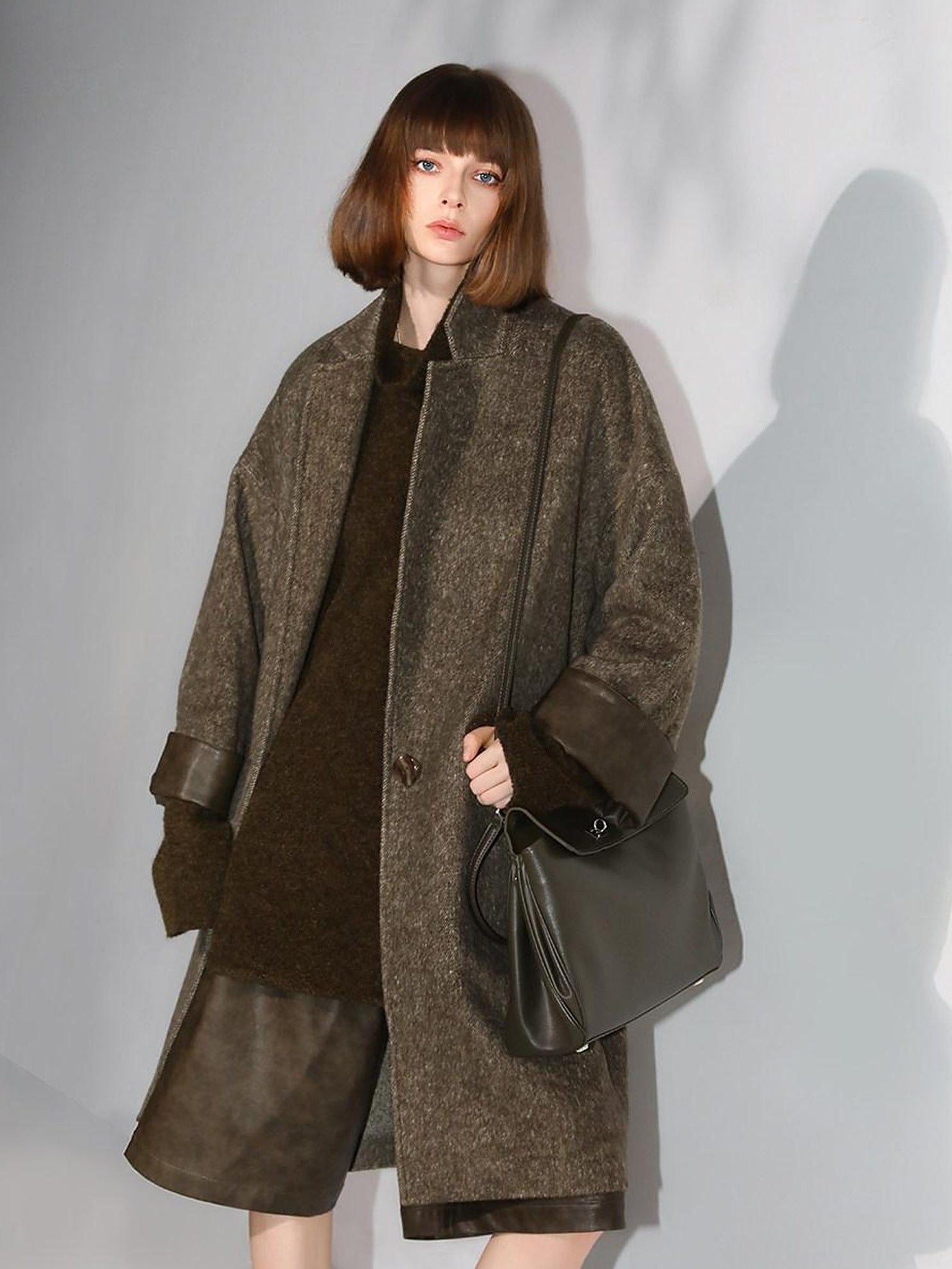 COCOBELLA Soft Wool Blend Straight Fit Single Button Patch Pocket Chic Workwear Coats