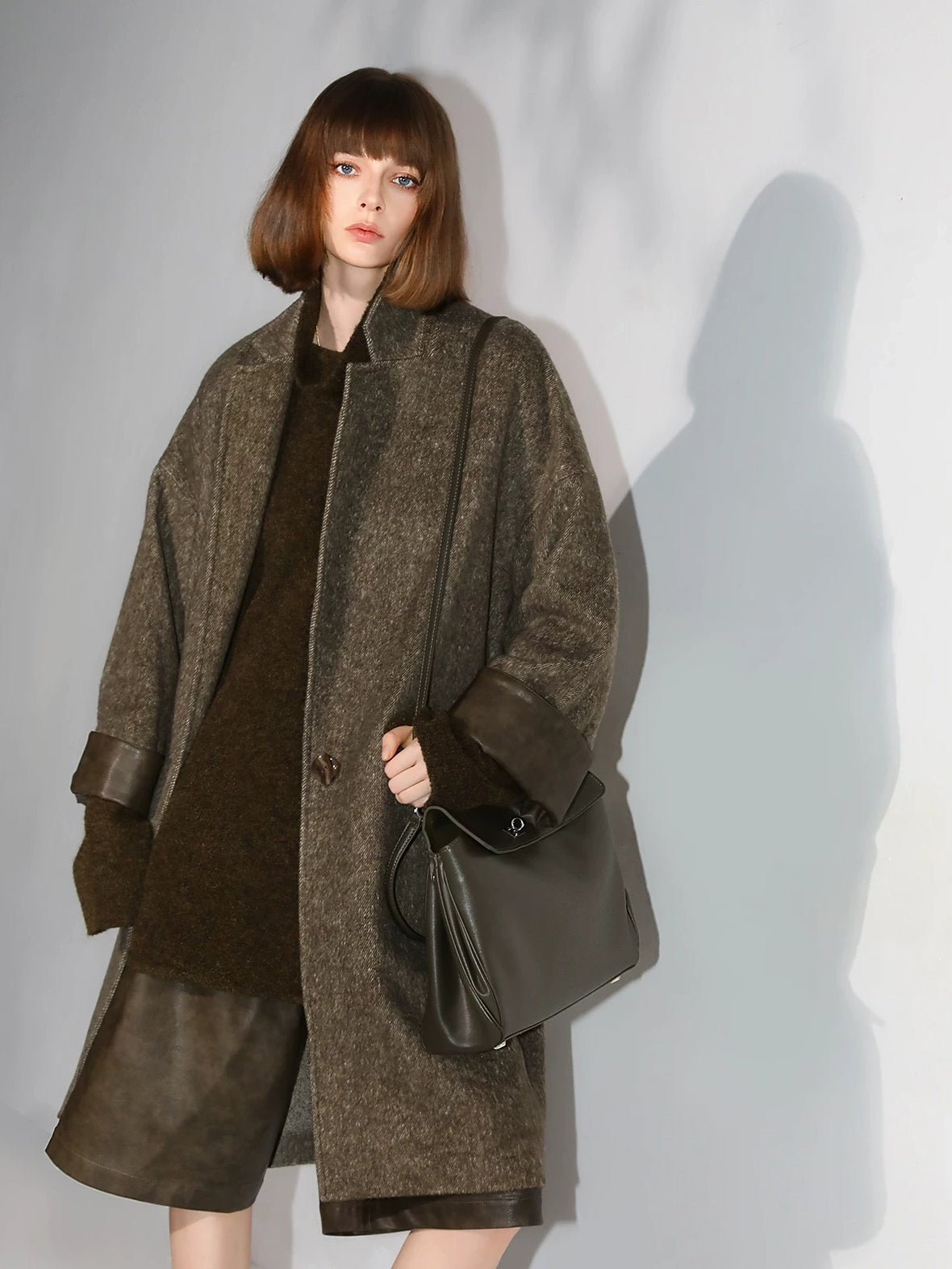 COCOBELLA Soft Wool Blend Straight Fit Single Button Patch Pocket Chic Workwear Coats