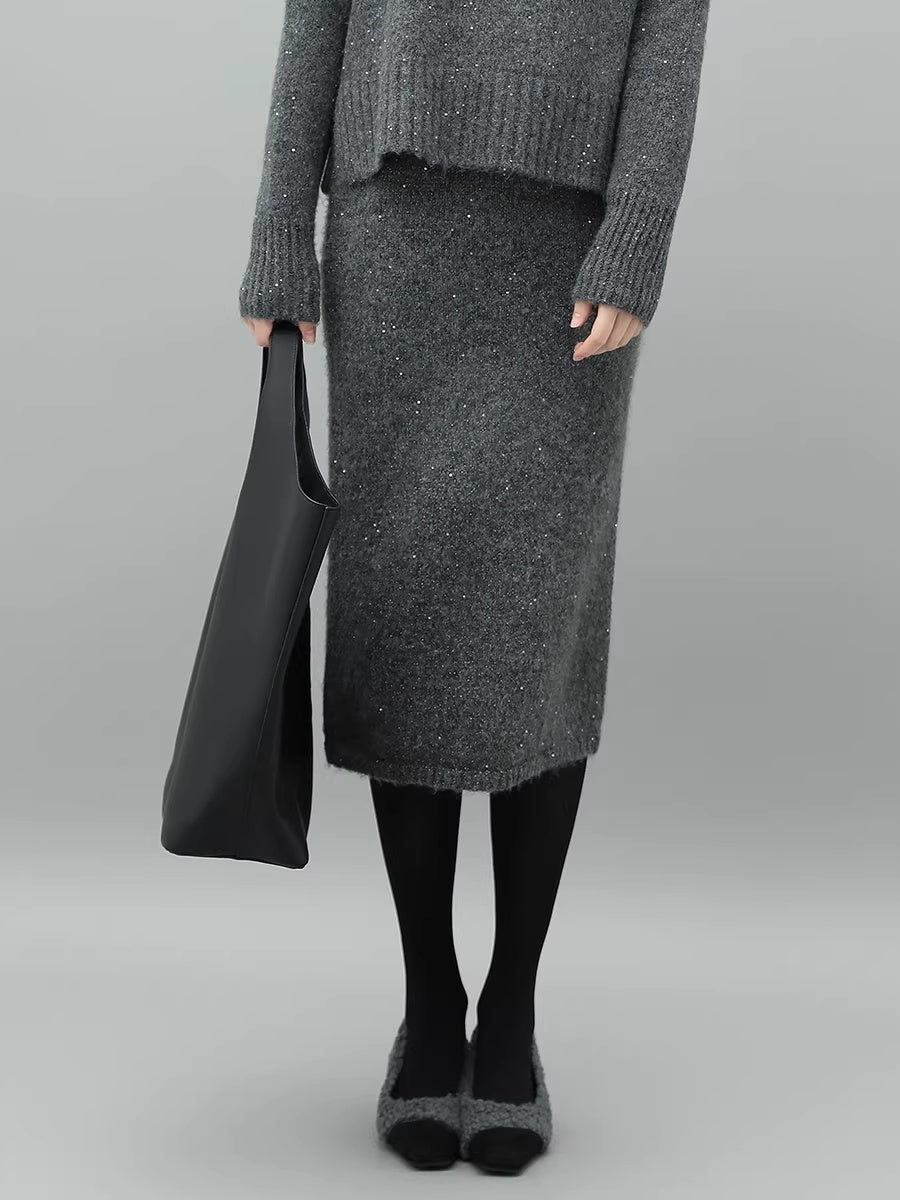 COCOBELLA_Sparkle_Knit_Pencil_High_Waist_Back_Slit_Office_Lady_Midi_Skirts_MISSTT