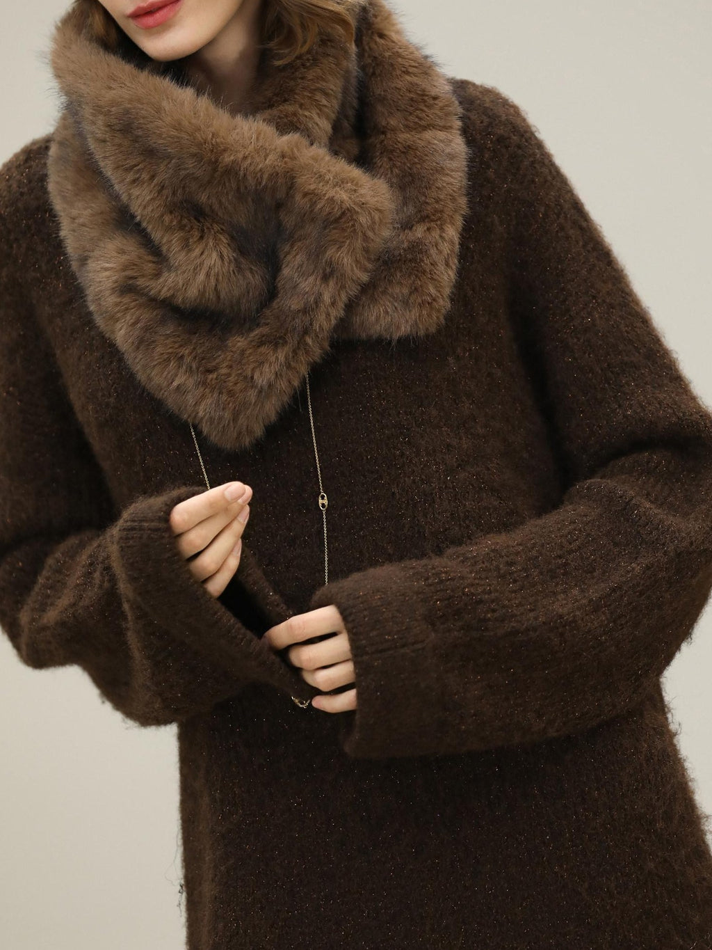 COCOBELLA Sparkle Knit Relaxed H Fit Loose Waist Long Sleeve Work Casual Dresses