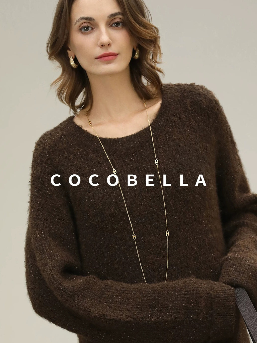 COCOBELLA Sparkle Knit Relaxed H Fit Loose Waist Long Sleeve Work Casual Dresses
