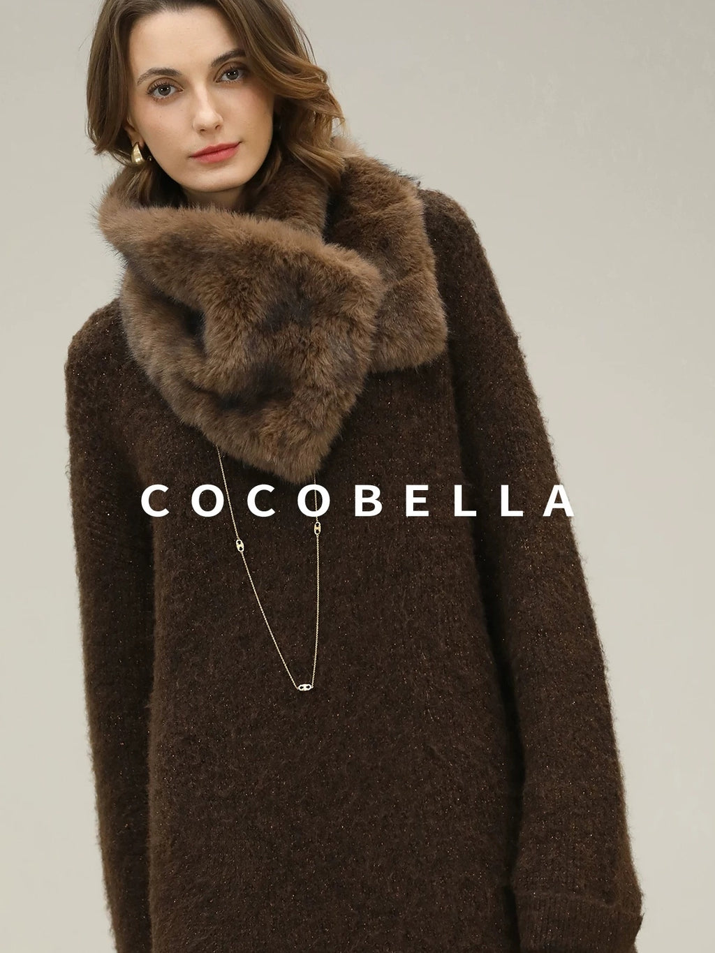 COCOBELLA Sparkle Knit Relaxed H Fit Loose Waist Long Sleeve Work Casual Dresses