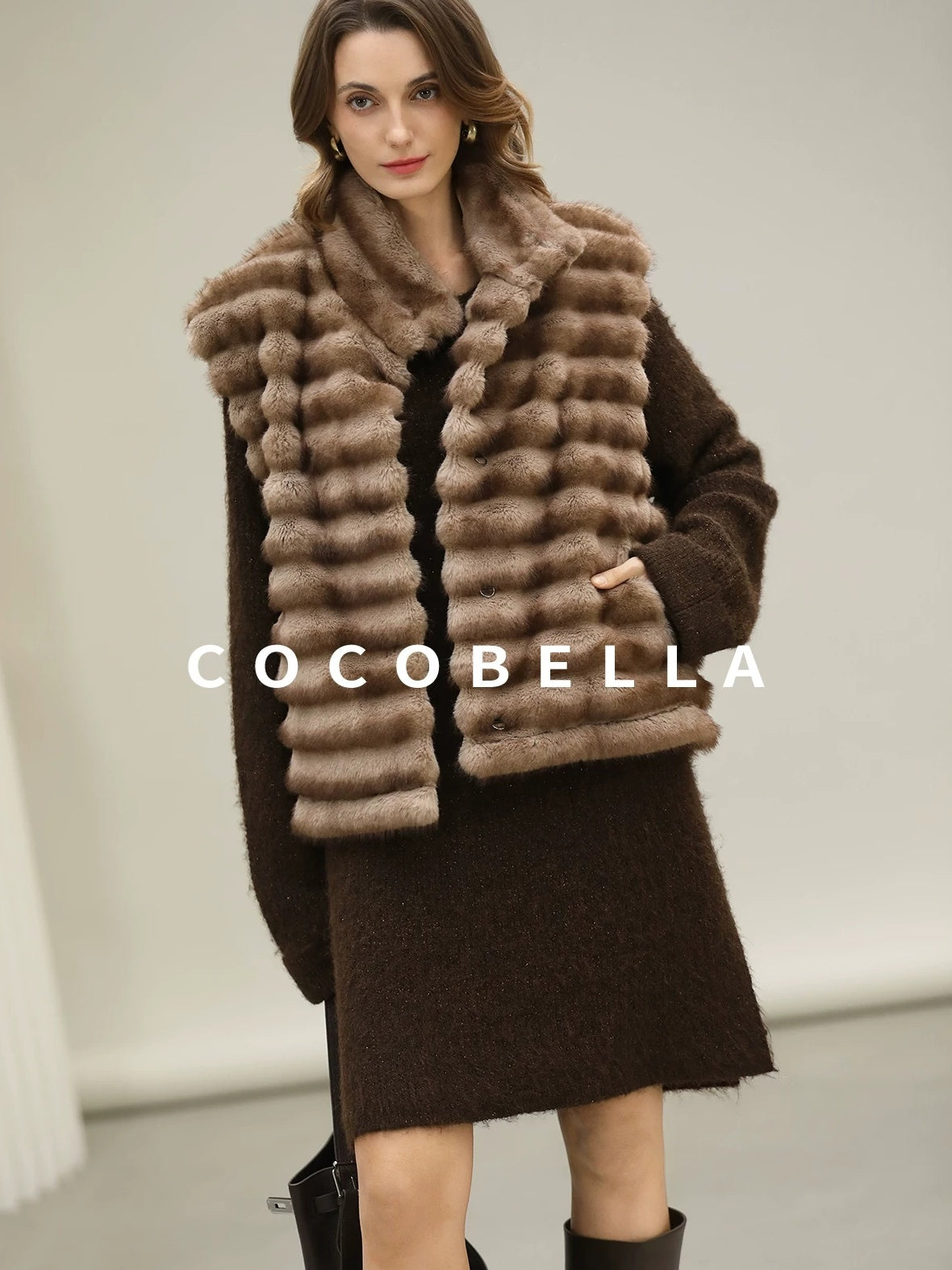 COCOBELLA Sparkle Knit Relaxed H Fit Loose Waist Long Sleeve Work Casual Dresses