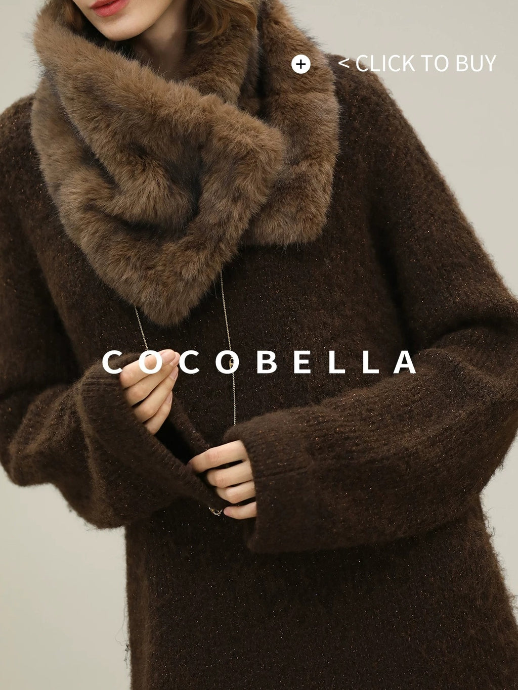 COCOBELLA Sparkle Knit Relaxed H Fit Loose Waist Long Sleeve Work Casual Dresses