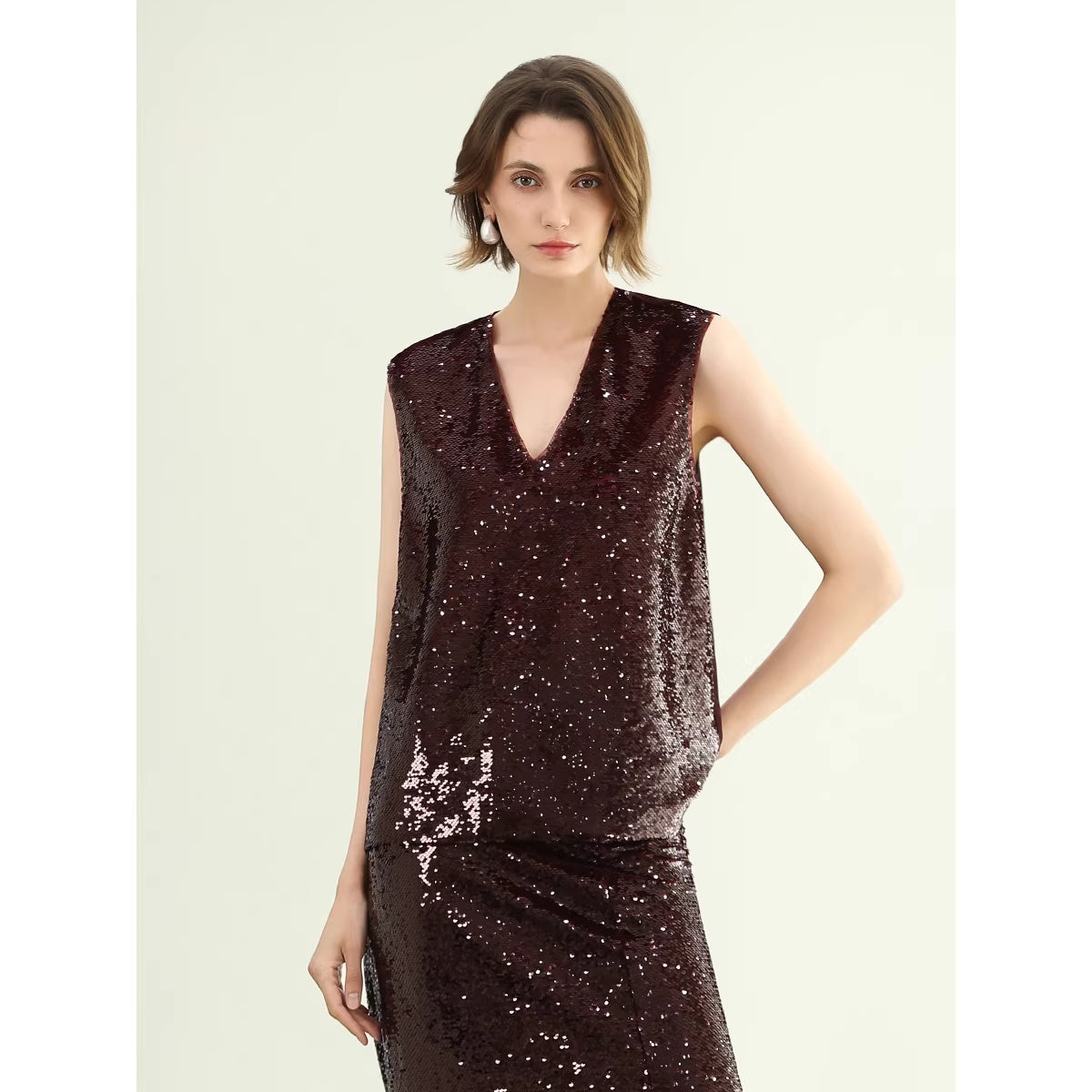 COCOBELLA_Sparkling_Sequin_Mid_Waist_Elegant_Office_Wrap_Straight_H_Line_Polyester_Skirts_MISSTT