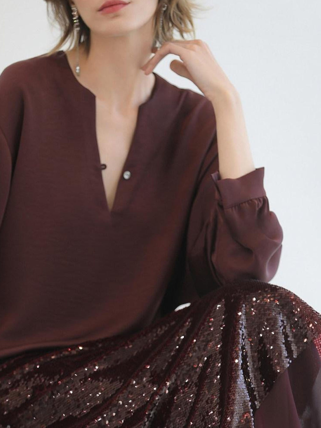 COCOBELLA Sparkling Sequin Mid Waist Elegant Office Wrap Straight H Line Polyester Skirts