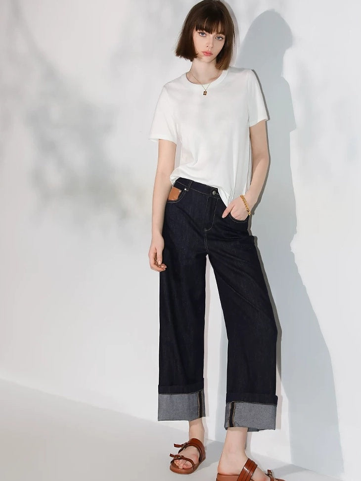 COCOBELLA Stain Resistant Breathable U Neck Straight Cut Casual Women White Solid T-Shirts