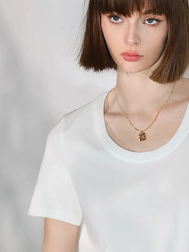 COCOBELLA Stain Resistant Breathable U Neck Straight Cut Casual Women White Solid T-Shirts