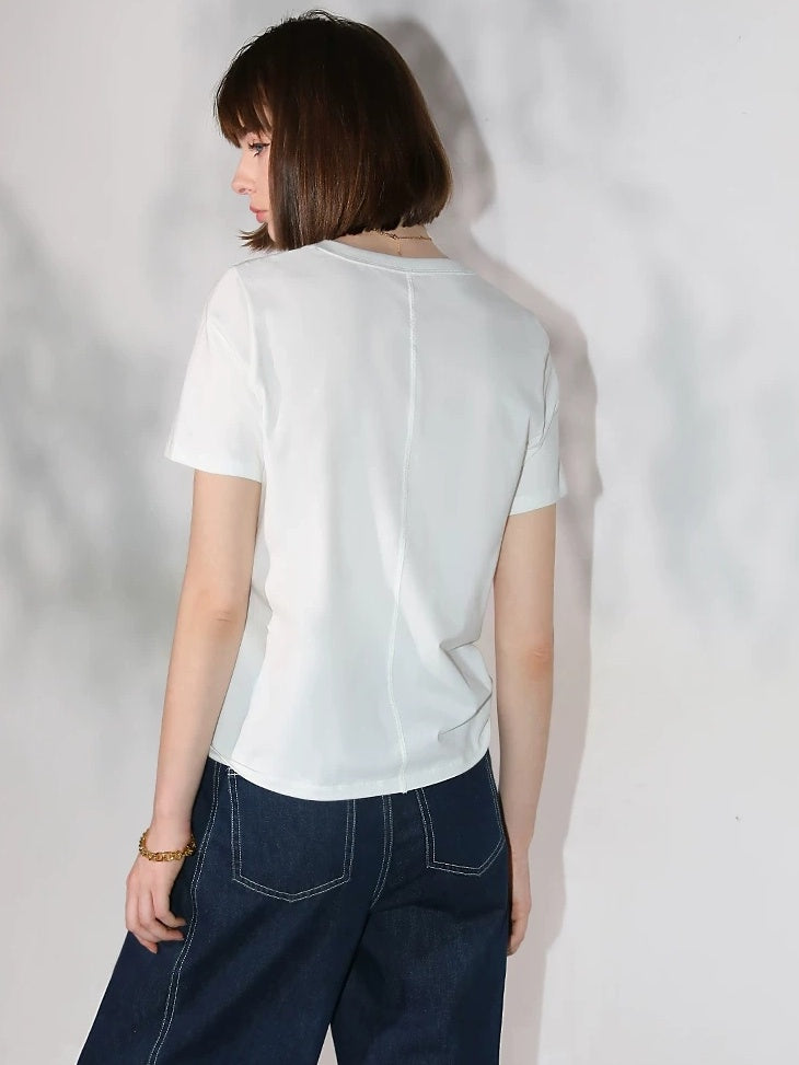 COCOBELLA Stain Resistant Breathable U Neck Straight Cut Casual Women White Solid T-Shirts