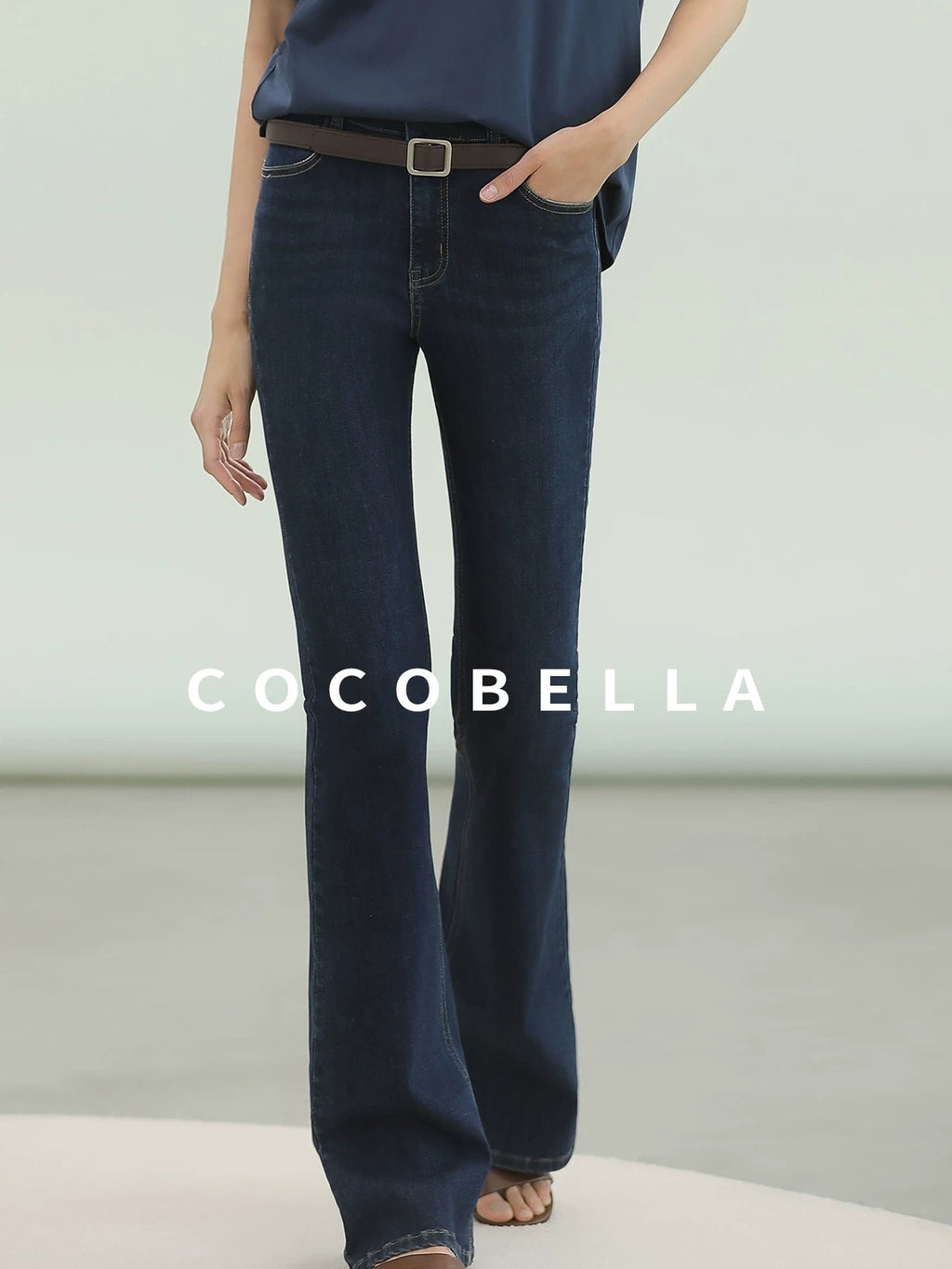 COCOBELLA Stretch High Waist Vintage Skinny Denim Jeans Women Dark Blue Zipper Fly Pants