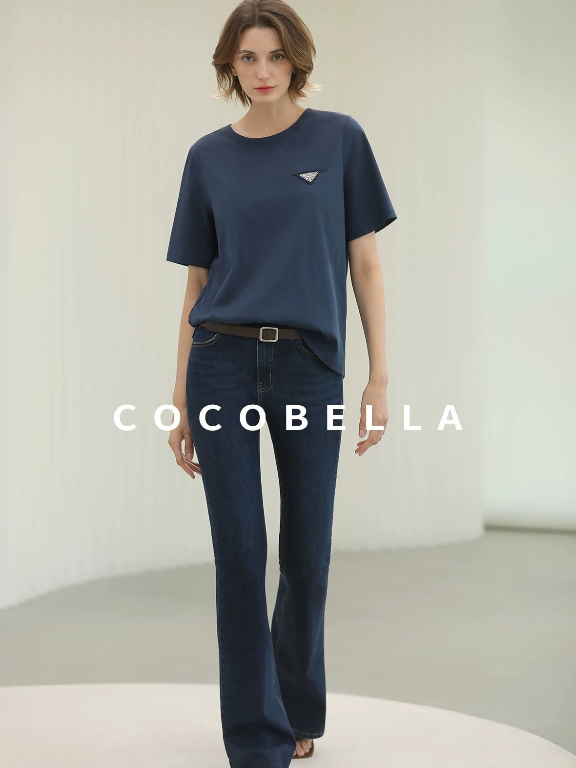 COCOBELLA Stretch High Waist Vintage Skinny Denim Jeans Women Dark Blue Zipper Fly Pants